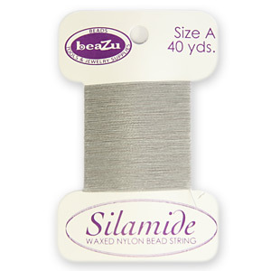 Thread, Beazu Silamide - 2-ply Waxed Nylon - Size "A"- Silver