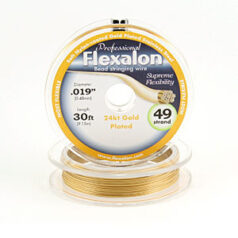 Flexalon 49 Strand, 0.019" diameter, 30foot Spool Nylon Coated -  24KT GOLD Plated