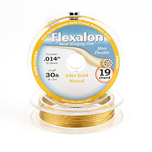 Flexalon 19 Strand, 0.014" diameter, 30foot Spool Nylon Coated - 24KT GOLD Plated