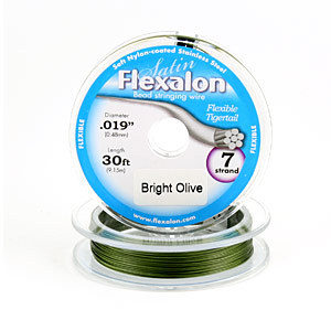 Flexalon 7 Strand, 0.019" diameter, 30foot Spool Nylon Coated - Bright Olive