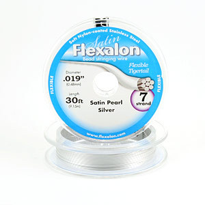 Flexalon 7 Strand, 0.019" diameter, 30foot Spool Nylon Coated - SATIN Pearl Silver Color