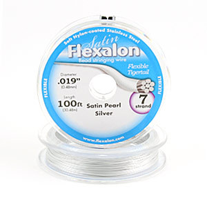 Flexalon 7 Strand, 0.019" diameter, 100foot Spool Nylon Coated - SATIN Pearl Silver Color