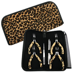 Ulti-Mate 6 piece Plier Tool Set / Kit with Leopard Print Zipper Case