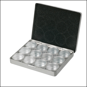 Aluminum Box w/12 41mm Round Storage Containers