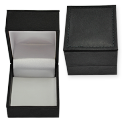 Leatherette Jewelry Box, 2" x 1.8" - Black
