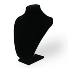 Black Velvet Necklace Bust  - WxDxH is 16.2x11.4x25.4cm