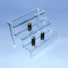Acrylic 3 Stair Display w/2 legs  - LxWxD is 24x23x4cm