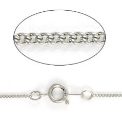 Chain, finished necklace 18 inches, Imitation Rhodium plated brass, 1.5mm curb link