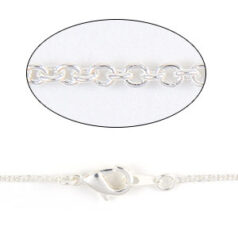 Chain, finished necklace 18 inches, Silver plated brass 1.7x1.5mm Round Cable link
