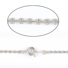 Chain, finished necklace 18 inches, Imitation Rhodium plated brass, 2.1mm Flat Hammered Oval Link