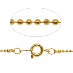 Chain, finished necklace 18 inches, Gold plated brass, 1.2mm ball chain