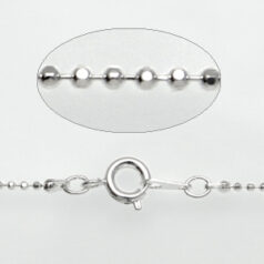 Chain, finished necklace 18 inches, Silver plated brass, 1.2mm ball chain