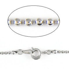 Chain, finished necklace 16 inches, Imitation Rhodium plated brass, 1.5mm ball chain