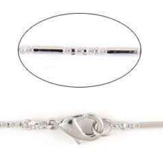 Chain, finished necklace 16 inches, Imitation Rhodium plated brass, 1.5mm ball and 6mm tube