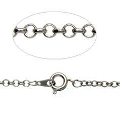 Chain, finished necklace 18 inches, Imitation Rhodium plated brass, 2.4mm Rolo Link
