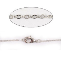 Chain, Finished Necklace 18 inch Rhodium Plated, Oval Link with Clasp 2mmx1.4mm