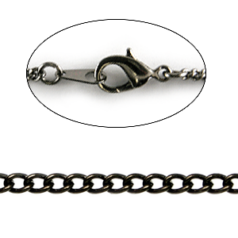 Chain, finished necklace 18 inches, Gunmetal plated brass 2.1x2.8mm Curb Chain
