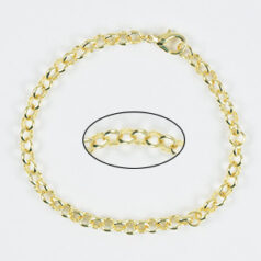Chain, finished bracelet 7.5 inches with lobster clasp, Gold plated brass, 5mm Rolo Links
