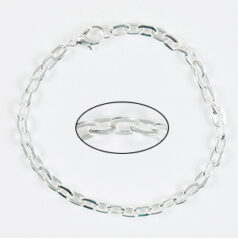 Chain, finished bracelet 7.5 inches with lobster clasp, Silver plated brass, 5x7mm Oval Links