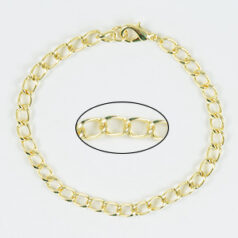 Chain, finished bracelet 7.5 inches with lobster clasp, Gold plated brass, 4mm Curved Oval Links