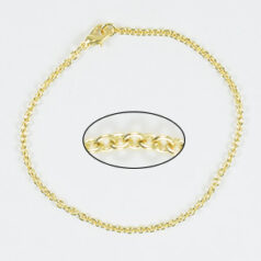 Chain, finished bracelet 7.5 inches with lobster clasp, Gold plated brass, 2.5mm Cable Links