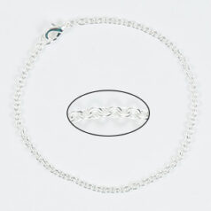 Chain, finished bracelet 7.5 inches with lobster clasp, Silver plated brass, 2.5mm Cable Links