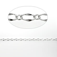 Chain, Silver plated brass, 6.5x2.3mm(LengthxWidth) & 2.8x2.2mm(LengthxWidth) Oval links