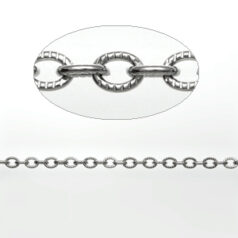 Chain, Imitation Rhodium plated metal chain, 4.6x3.2mm(LengthxWidth) Textured oval link