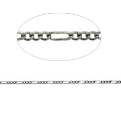 Chain, Imitation Rhodium plated brass, 4.6x1.7mm (LengthxWidth) and 1.7x1.7mm Figaro links