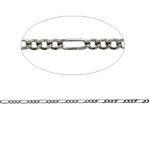 Chain, Imitation Rhodium plated brass, 4.6x1.7mm (LengthxWidth) and 1.7x1.7mm Figaro links