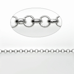 Chain, Imitation Rhodium plated brass, Round Loop