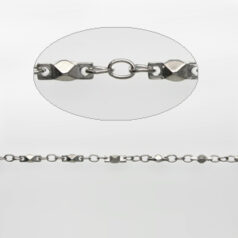 Chain, Imitation Rhodium plated brass, 2mm loops with 6.3mm faceted bead