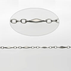 Chain, Imitation Rhodium plated brass, 3.2mm loops with 10.8x1.7mm (LengthxWidth) Twisted bar