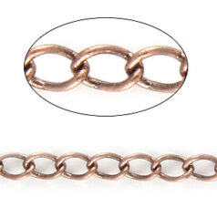 Chain, Antique copper plated brass, 3.9(l)x2.5(w)mm tassel link, Lead Free