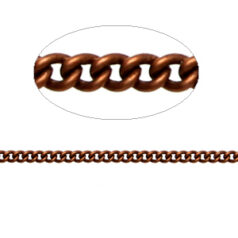 Chain, Antique Copper plated brass,  2.1x2.8mm Curb link