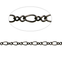 Chain, Gunmetal plated brass,6.5(l)x3.6(w)mm & 7.6(l)x4.4(w)mm Figaro links, Lead Free