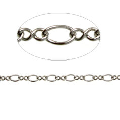 Chain, Imitation Rhodium plated brass, 6.5x3.6mm(LengthxWidth) and 7.6x4.4mm (LengthxWidth) Figaro links