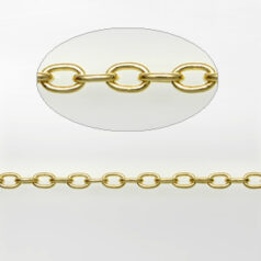 Chain, Gold plated brass,  6x4.2mm (LengthxWidth) Oval Cable link