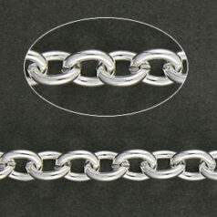Chain, Silver plated brass, 7.5x6mm (LengthxWidth) Cable link