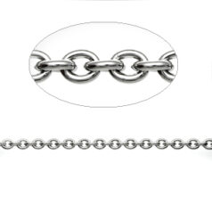 Chain, Imitation Rhodium plated brass, 7x5.5mm Oval Cable link