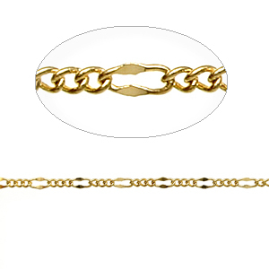 Chain, Gold plated brass, 4.8x2.2mm and 2.25mm Figaro links