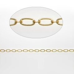 Chain, Gold Plated Brass, 4.8x2.5mm (Lengthx Width) Figaro Cable with 2.5x2.2mm Small Loop