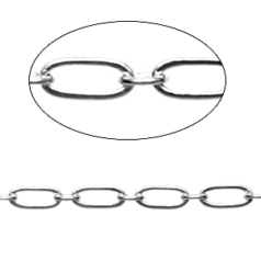 Chain, Silver Plated Brass, 4.8x2.5mm (Lengthx Width) Figaro Cable with 2.5x2.2mm Small Loop