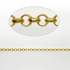 Chain, Gold plated brass, 3.2mm rolo link, Lead Free