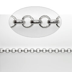 Chain, Silver plated brass, 4.7mm rolo link, Lead Free