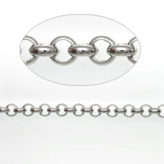 Chain, Imitation Rhodium plated brass, 5.7mm Rolo link