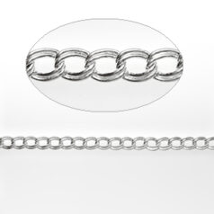 Chain, Silver plated brass, 5.5(l)x4.2(w)mm double link, Lead Free