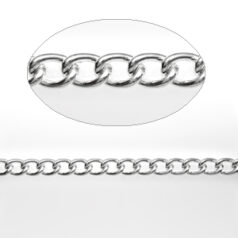 Chain, Silver plated brass, 10.8(l)x7.8(w)mm curb link, Lead Free