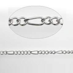 Chain, Silver plated metal chain, 5.7x2.2mm (LengthxWidth) and 2.6mm Figaro links
