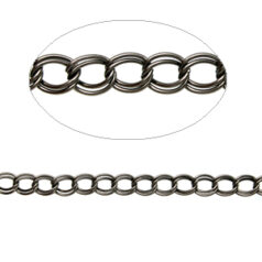 Chain, Gunmetal plated metal chain,  9.8x7.7mm (LengthxWidth) Double link